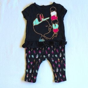 joe fresh navy blue ice cream graphic cotton jumpsuit 3-6 months baby girl